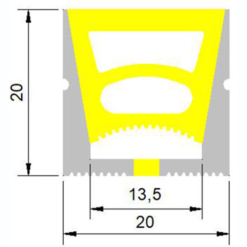 Silicone Diffuser Outdoor LED Strip Light Channel 120° Top Emitting 20*20mm Silicone Diffuser Outdoor LED Strip Light Channel 120° Top Emitting 20*20mm